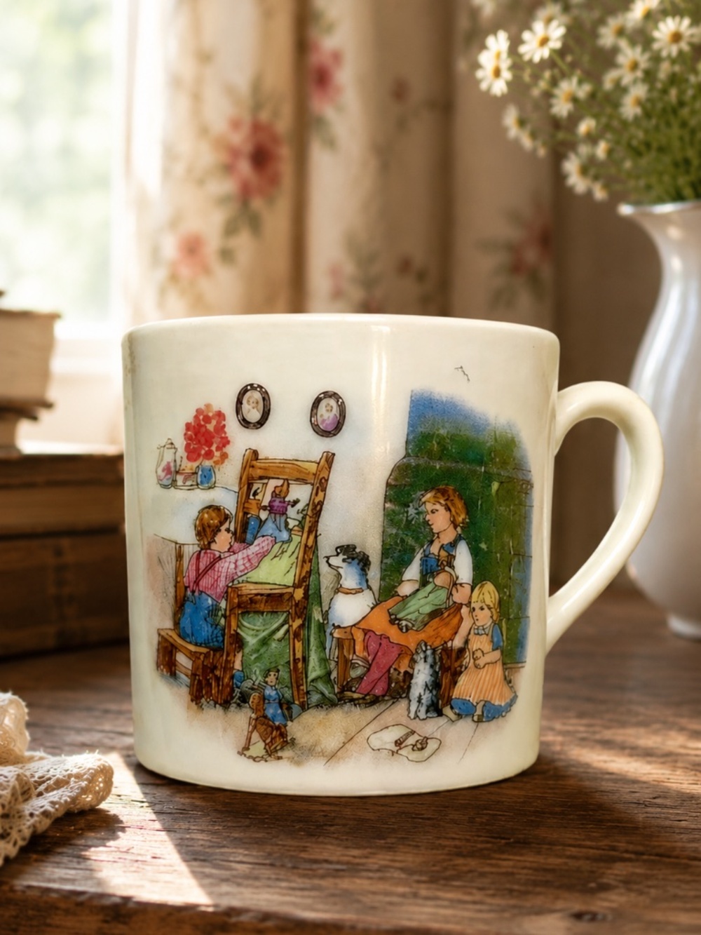 NORMAN ROCKWELL White Porcelain Illustrated Demitasse Espresso Mug Vintage Small